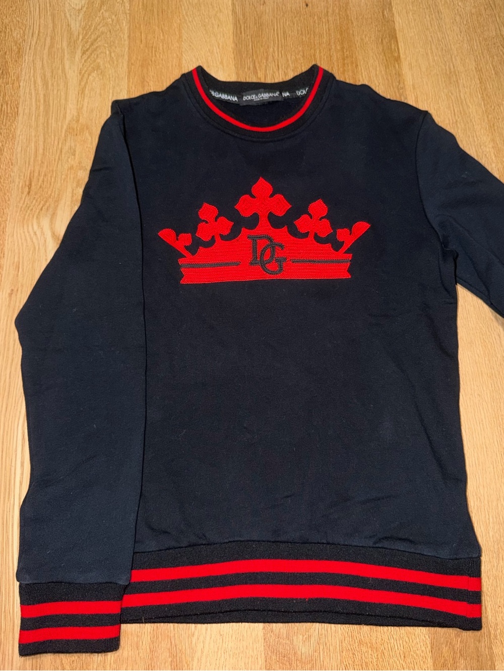 Dolce & Gabbana Black Sweater with Red Crown Logo